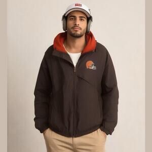 VTG Cleveland Browns Puma NFL Brown Spell Out Full Zip Windbreaker Track Jacket